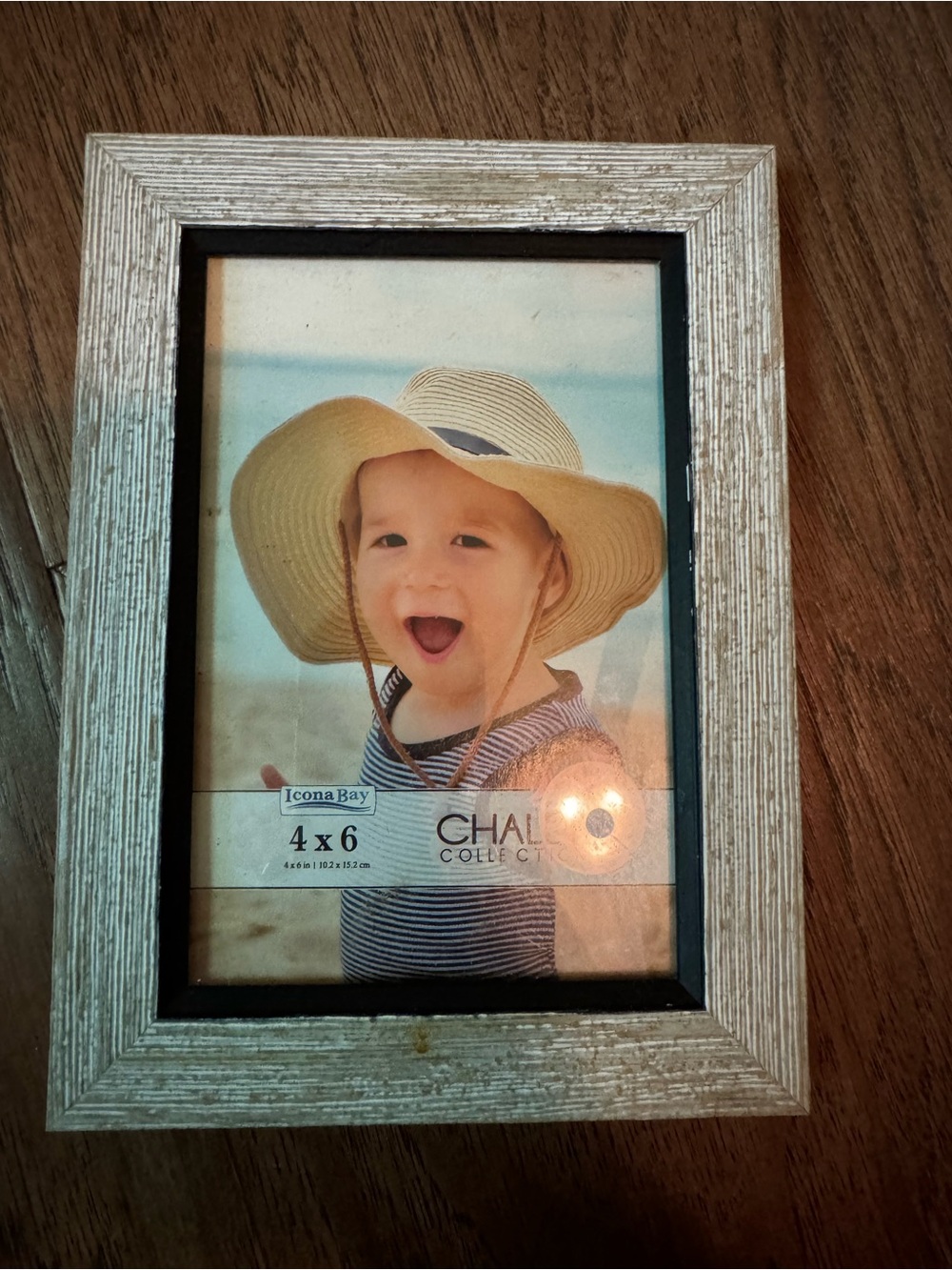 4x6 Rustic Off White Wood Picture Frame with Black Inner Border